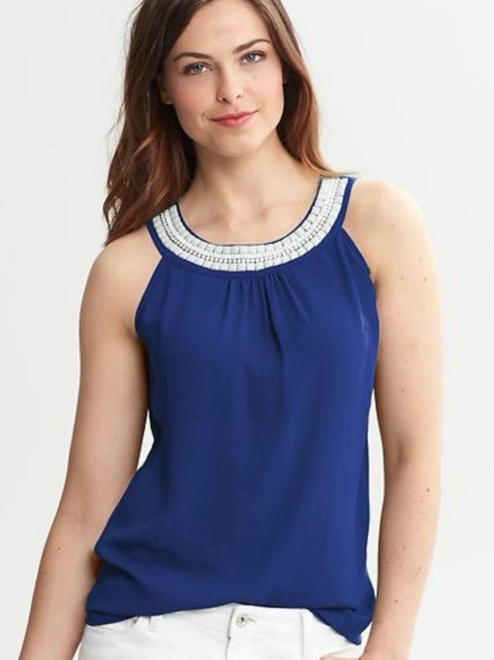 Banana Republic Emerald Green Beaded Sleeveless Top – Size M